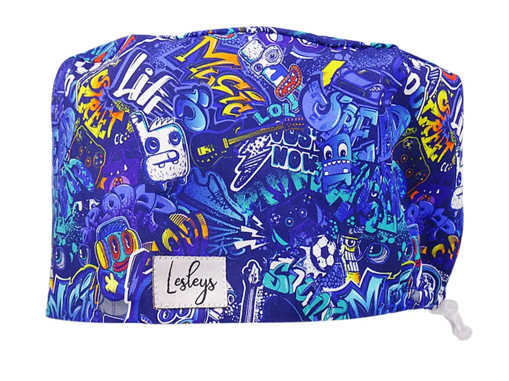Cotton Scrub Cap - Calot de Bloc - Gorro Quirofano - Cuffia Chirurgica - Graffiti Urban