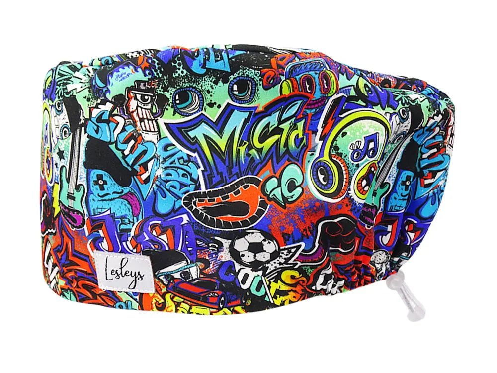 Cotton Scrub Cap - Calot de Bloc - Gorro Quirofano - Cuffia Chirurgica - Graffiti