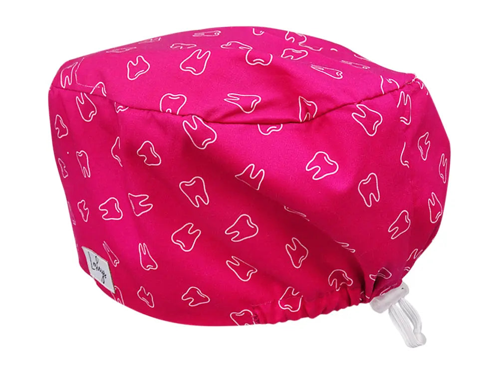 Cotton Scrub Cap - Calot de Bloc - Gorro Quirofano - Cuffia Chirurgica - Pink Teeth