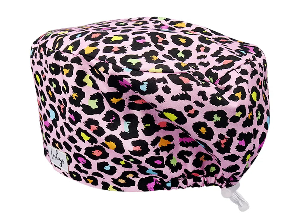 Cotton Scrub Cap - Calot de Bloc - Gorro Quirofano - Cuffia Chirurgica - Pink Leopard