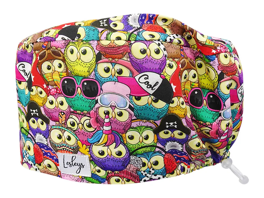 Cotton Scrub Cap - Calot de Bloc - Gorro Quirofano - Cuffia Chirurgica - Owl Party