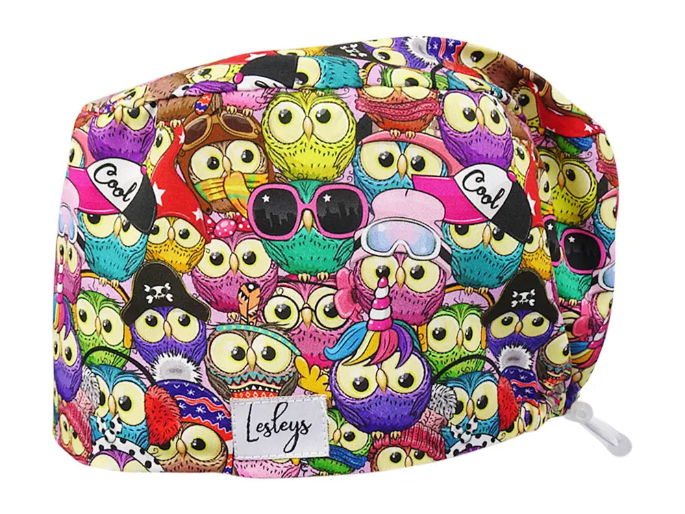 Cotton Scrub Cap - Calot de Bloc - Gorro Quirofano - Cuffia Chirurgica - Owl Party