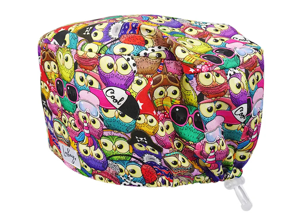 Cotton Scrub Cap - Calot de Bloc - Gorro Quirofano - Cuffia Chirurgica - Owl Party