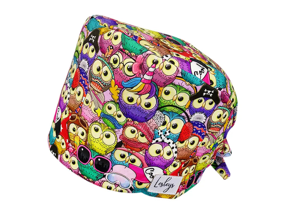 Cotton Scrub Cap - Calot de Bloc - Gorro Quirofano - Cuffia Chirurgica - Owl Party