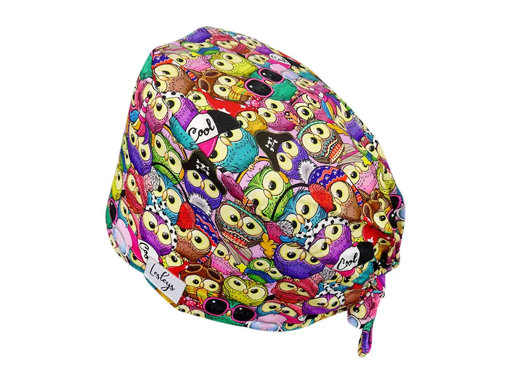 Cotton Scrub Cap - Calot de Bloc - Gorro Quirofano - Cuffia Chirurgica - Owl Party