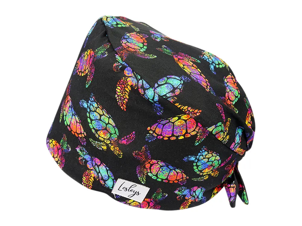 Cotton Scrub Cap - Calot de Bloc - Gorro Quirofano - Cuffia Chirurgica - Rainbow Turtle
