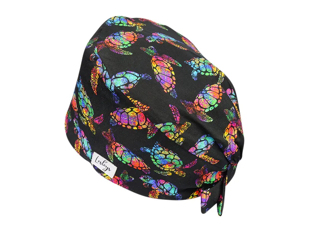 Cotton Scrub Cap - Calot de Bloc - Gorro Quirofano - Cuffia Chirurgica - Rainbow Turtle