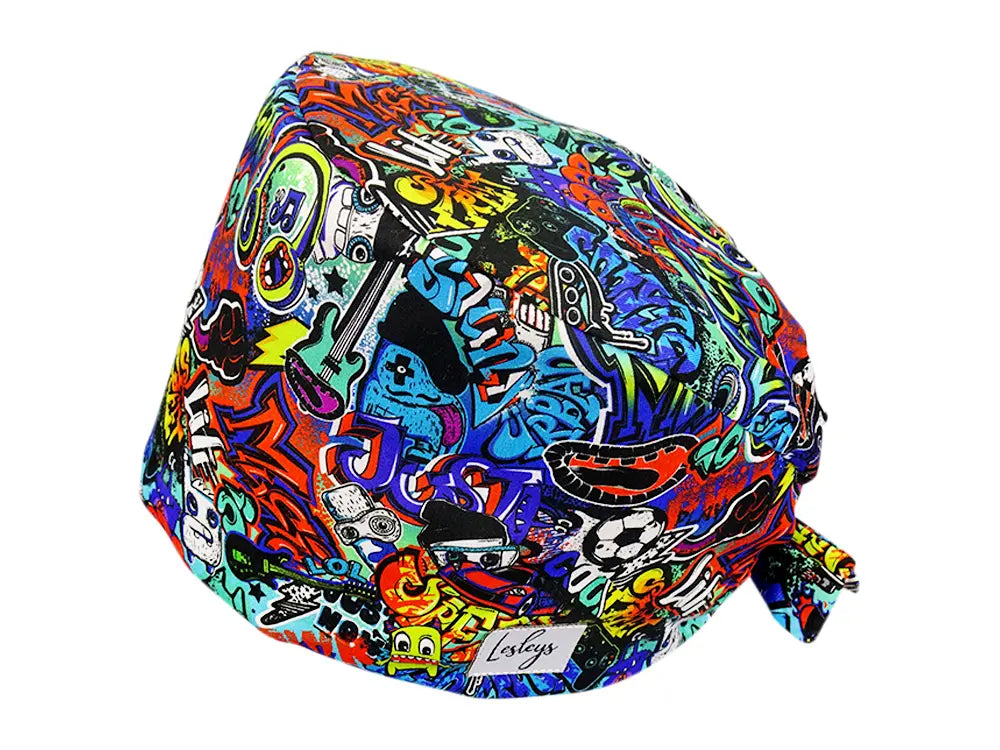 Cotton Scrub Cap - Calot de Bloc - Gorro Quirofano - Cuffia Chirurgica - Graffiti