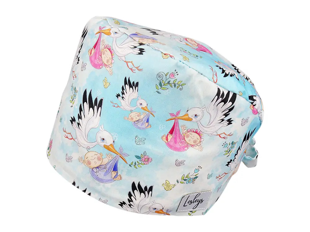 Cotton Scrub Cap - Calot de Bloc - Gorro Quirofano - Cuffia Chirurgica - Rattling Stork