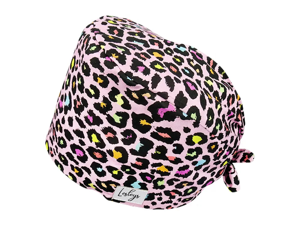 Cotton Scrub Cap - Calot de Bloc - Gorro Quirofano - Cuffia Chirurgica - Pink Leopard
