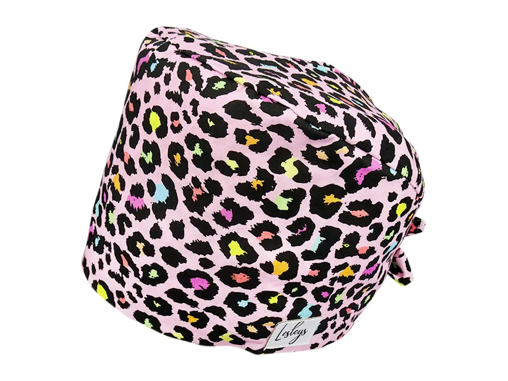 Cotton Scrub Cap - Calot de Bloc - Gorro Quirofano - Cuffia Chirurgica - Pink Leopard