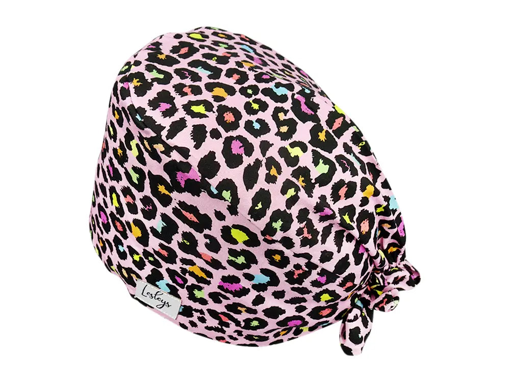 Cotton Scrub Cap - Calot de Bloc - Gorro Quirofano - Cuffia Chirurgica - Pink Leopard