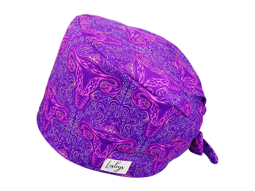 Cotton Scrub Cap - Calot de Bloc - Gorro Quirofano - Cuffia Chirurgica - Purple Uterus