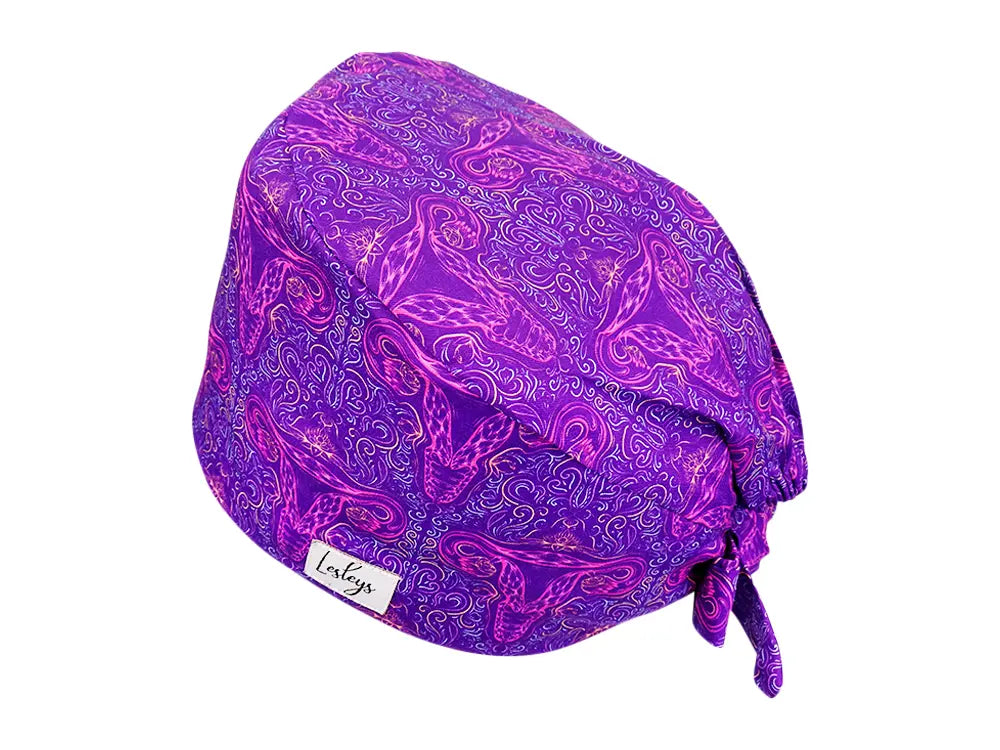 Cotton Scrub Cap - Calot de Bloc - Gorro Quirofano - Cuffia Chirurgica - Purple Uterus