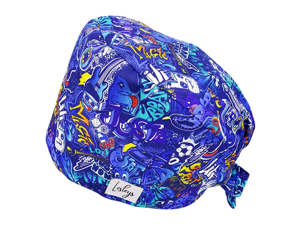 Cotton Scrub Cap - Calot de Bloc - Gorro Quirofano - Cuffia Chirurgica - Graffiti Urban