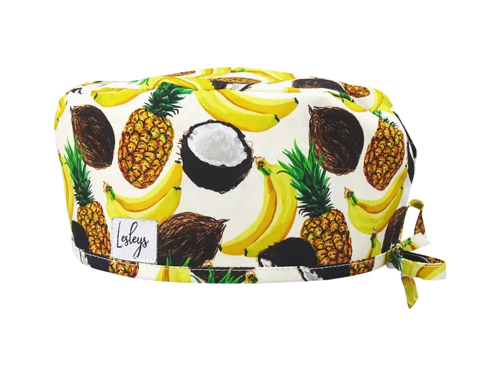 Cotton Scrub Cap - Calot de Bloc - Gorro Quirofano - Cuffia Chirurgica - Tropical Fruits