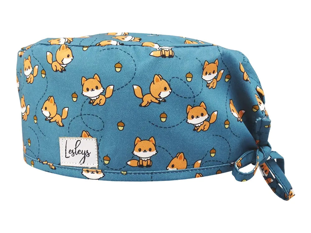 Cotton Scrub Cap - Calot de Bloc - Gorro Quirofano - Cuffia Chirurgica - Cute Fox