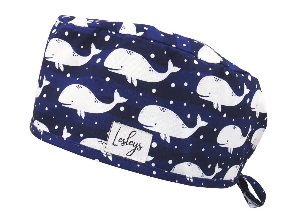 Cotton Scrub Cap - Calot de Bloc - Gorro Quirofano - Cuffia Chirurgica - Whales