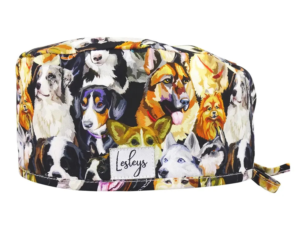 Cotton Scrub Cap - Calot de Bloc - Gorro Quirofano - Cuffia Chirurgica - Watercolor Dogs