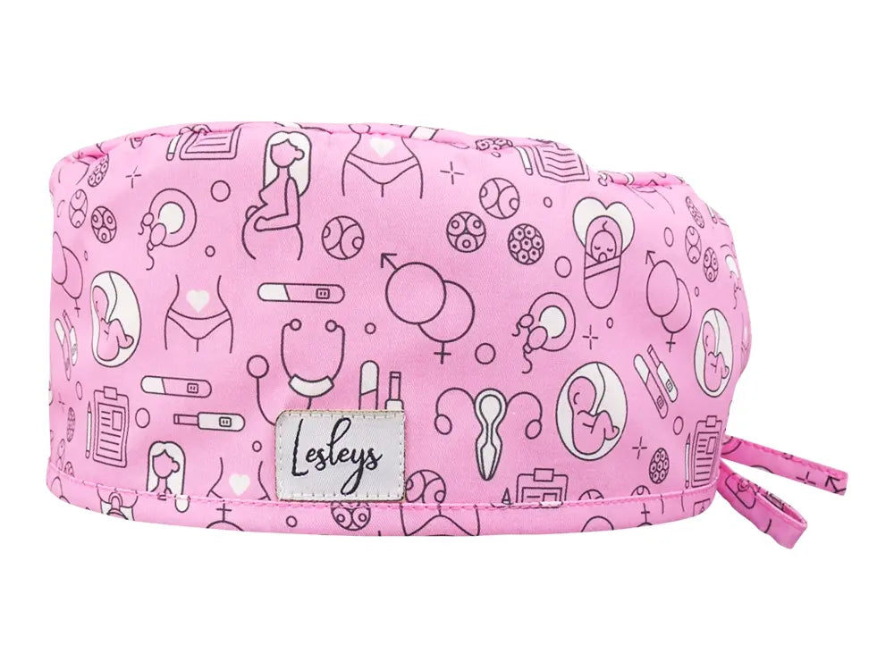 Cotton Scrub Cap - Calot de Bloc - Gorro Quirofano - Cuffia Chirurgica - Obstetrics Pink