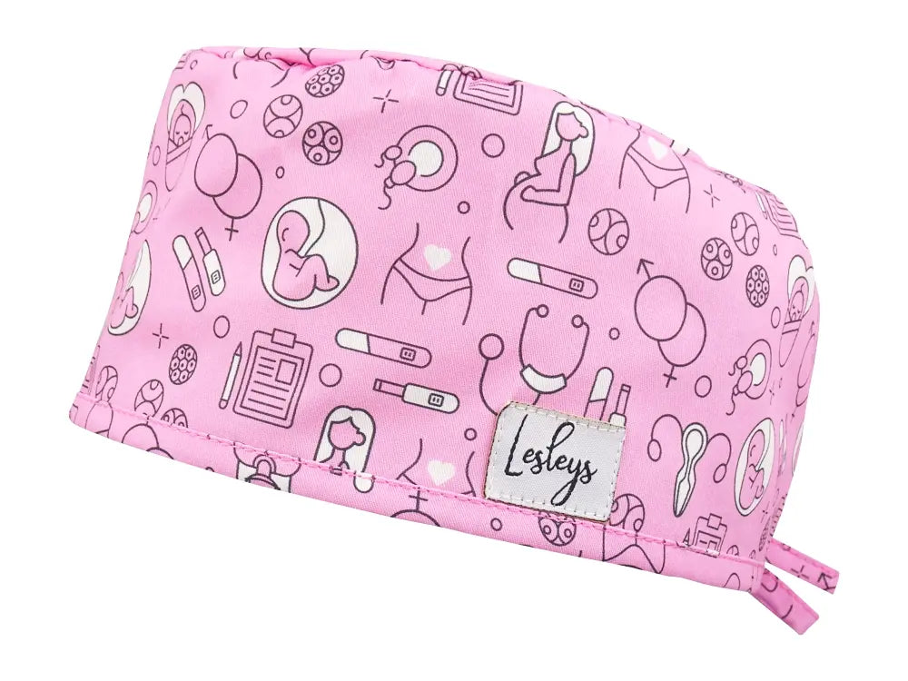 Cotton Scrub Cap - Calot de Bloc - Gorro Quirofano - Cuffia Chirurgica - Obstetrics Pink