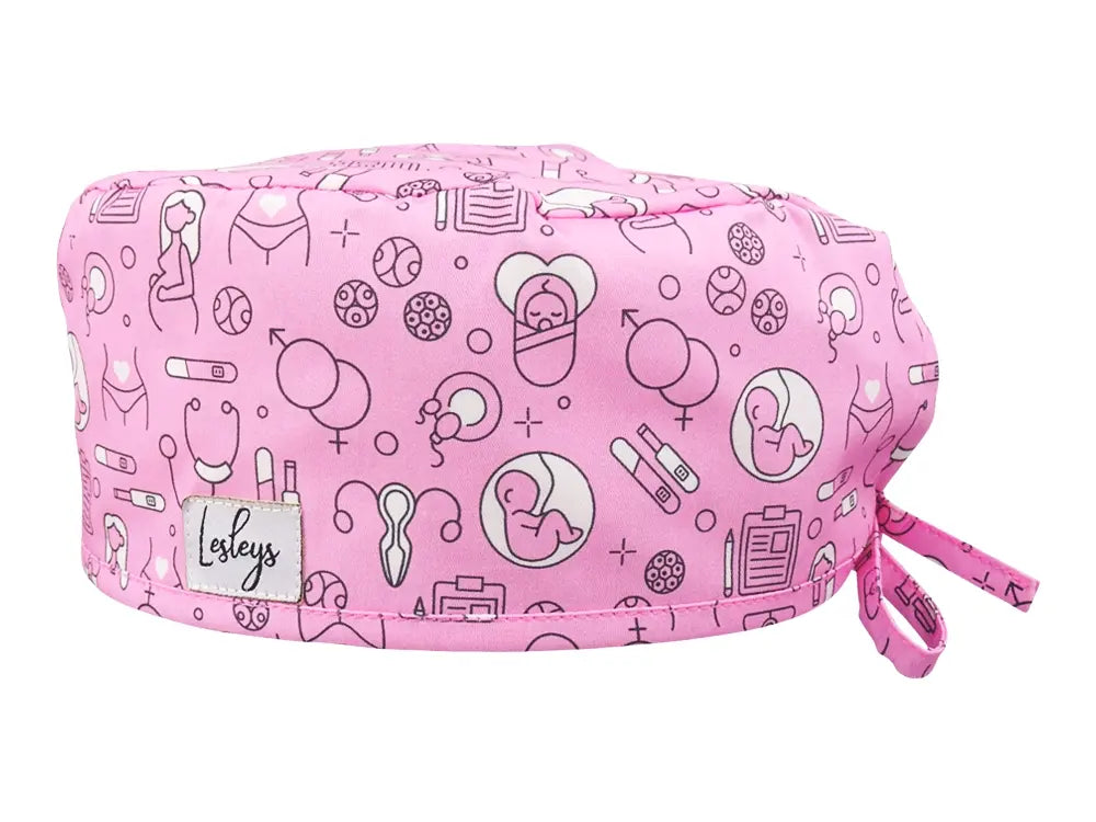 Cotton Scrub Cap - Calot de Bloc - Gorro Quirofano - Cuffia Chirurgica - Obstetrics Pink