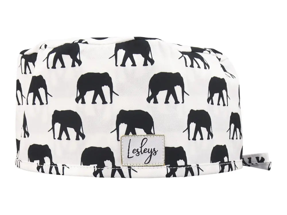 Cotton Scrub Cap - Calot de Bloc - Gorro Quirofano - Cuffia Chirurgica - Elephant Herd