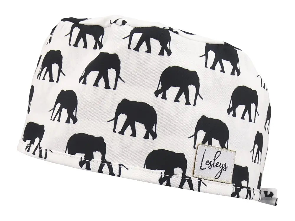 Cotton Scrub Cap - Calot de Bloc - Gorro Quirofano - Cuffia Chirurgica - Elephant Herd