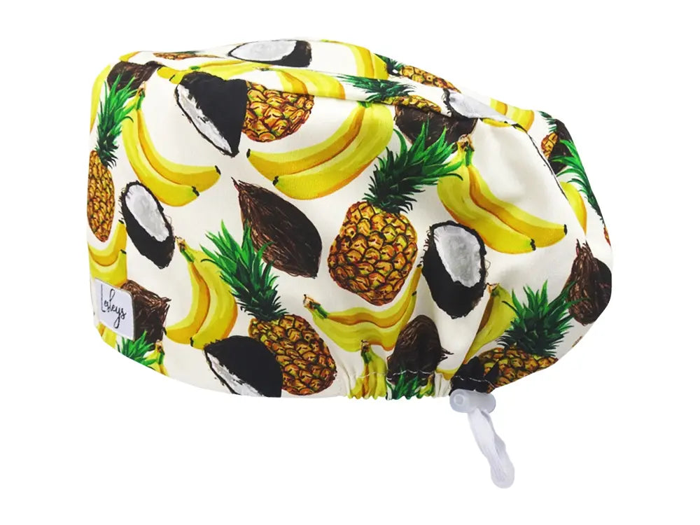 Cotton Scrub Cap - Calot de Bloc - Gorro Quirofano - Cuffia Chirurgica - Tropical Fruits