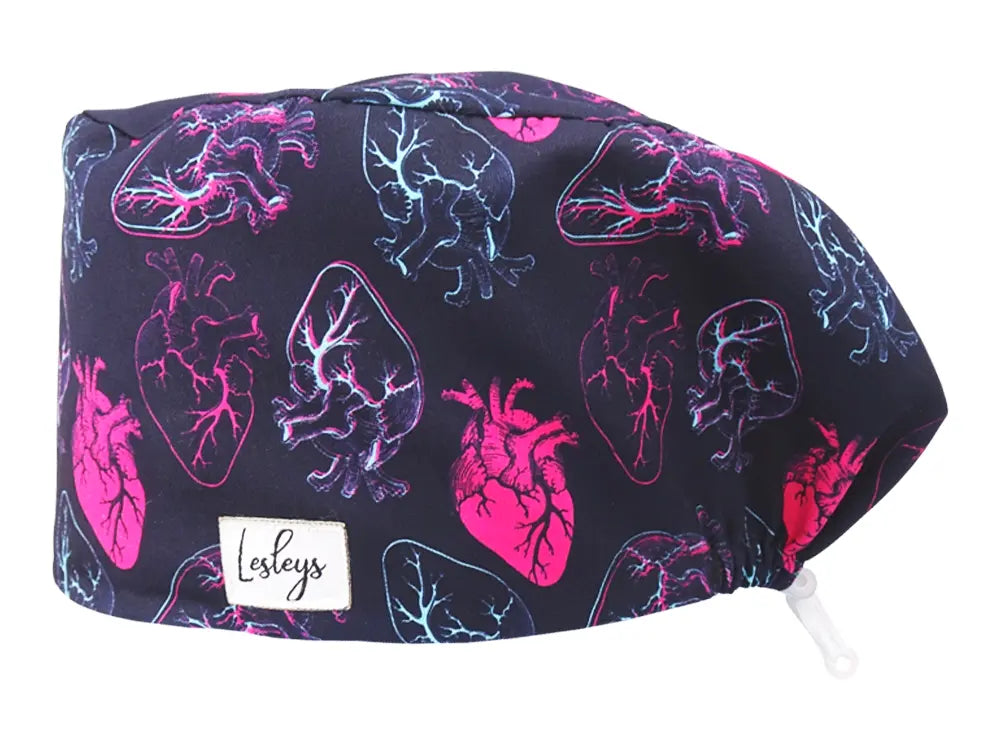 Cotton Scrub Cap - Calot de Bloc - Gorro Quirofano - Cuffia Chirurgica - Neon Hearts