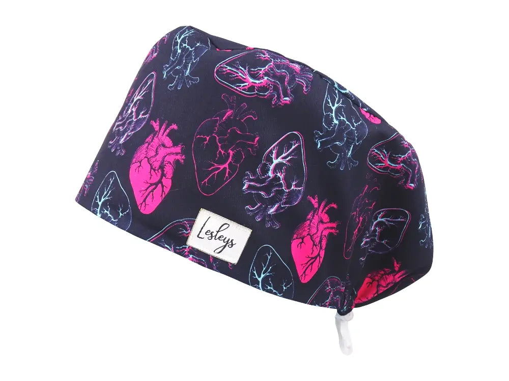 Cotton Scrub Cap - Calot de Bloc - Gorro Quirofano - Cuffia Chirurgica - Neon Hearts
