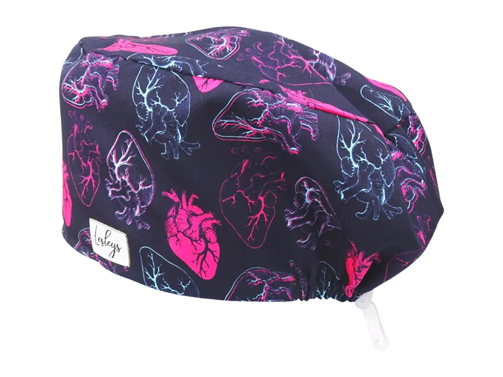 Cotton Scrub Cap - Calot de Bloc - Gorro Quirofano - Cuffia Chirurgica - Neon Hearts