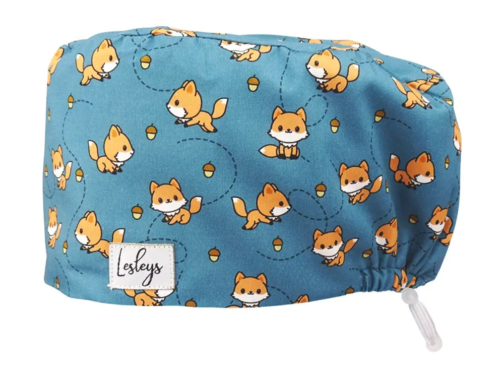 Cotton Scrub Cap - Calot de Bloc - Gorro Quirofano - Cuffia Chirurgica - Cute Fox