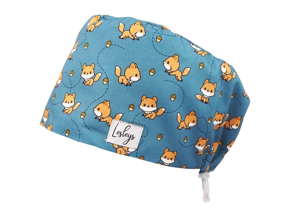 Cotton Scrub Cap - Calot de Bloc - Gorro Quirofano - Cuffia Chirurgica - Cute Fox