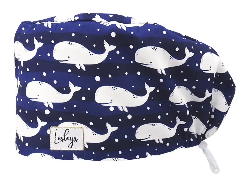Cotton Scrub Cap - Calot de Bloc - Gorro Quirofano - Cuffia Chirurgica - Whales