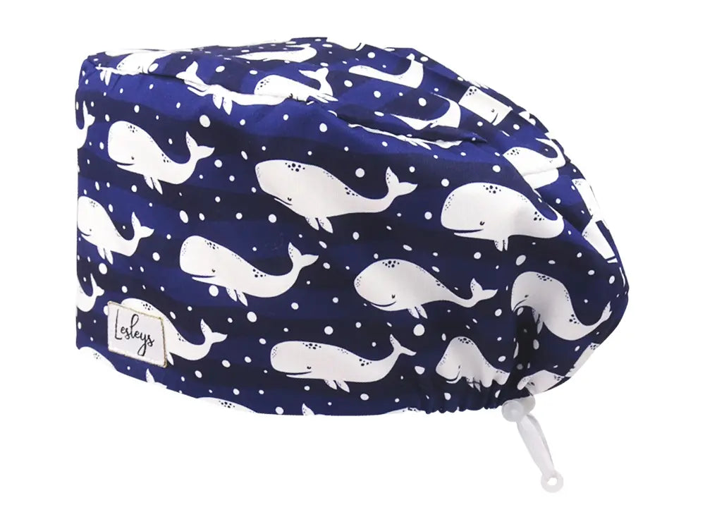 Cotton Scrub Cap - Calot de Bloc - Gorro Quirofano - Cuffia Chirurgica - Whales