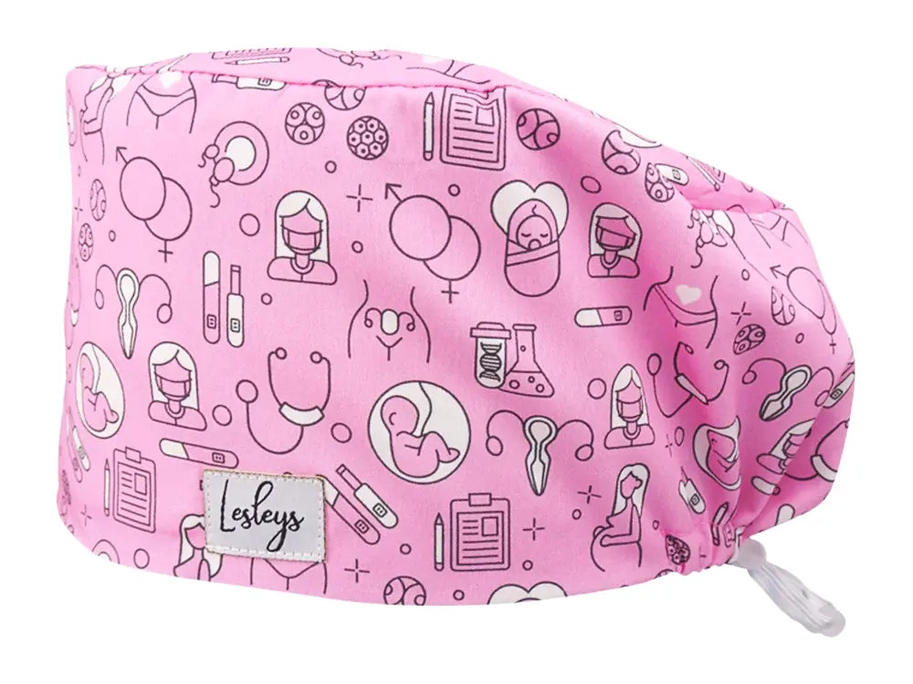 Cotton Scrub Cap - Calot de Bloc - Gorro Quirofano - Cuffia Chirurgica - Obstetrics Pink