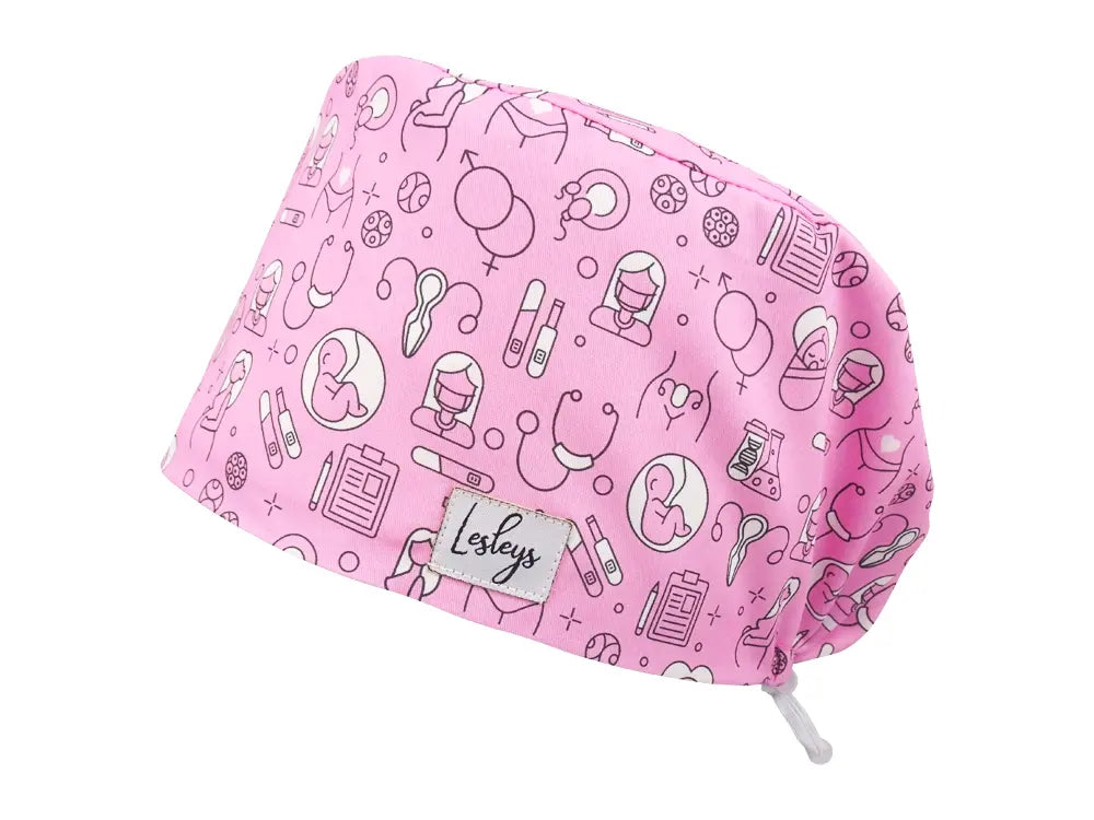 Cotton Scrub Cap - Calot de Bloc - Gorro Quirofano - Cuffia Chirurgica - Obstetrics Pink