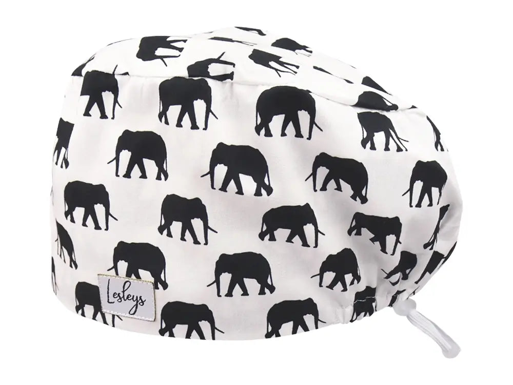 Cotton Scrub Cap - Calot de Bloc - Gorro Quirofano - Cuffia Chirurgica - Elephant Herd
