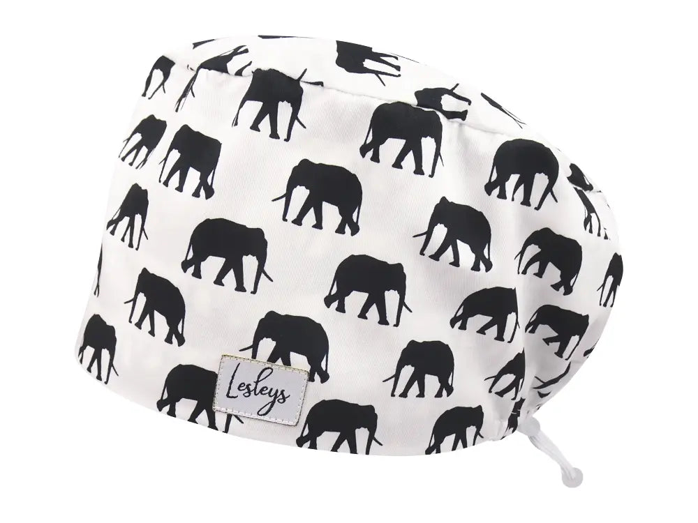 Cotton Scrub Cap - Calot de Bloc - Gorro Quirofano - Cuffia Chirurgica - Elephant Herd