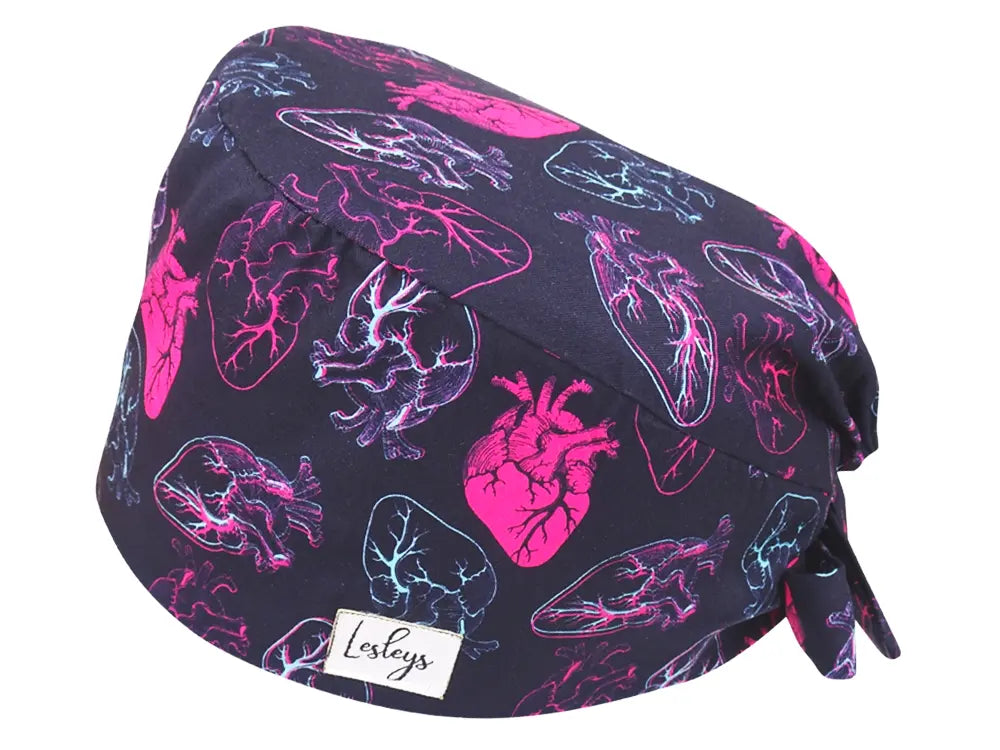 Cotton Scrub Cap - Calot de Bloc - Gorro Quirofano - Cuffia Chirurgica - Neon Hearts