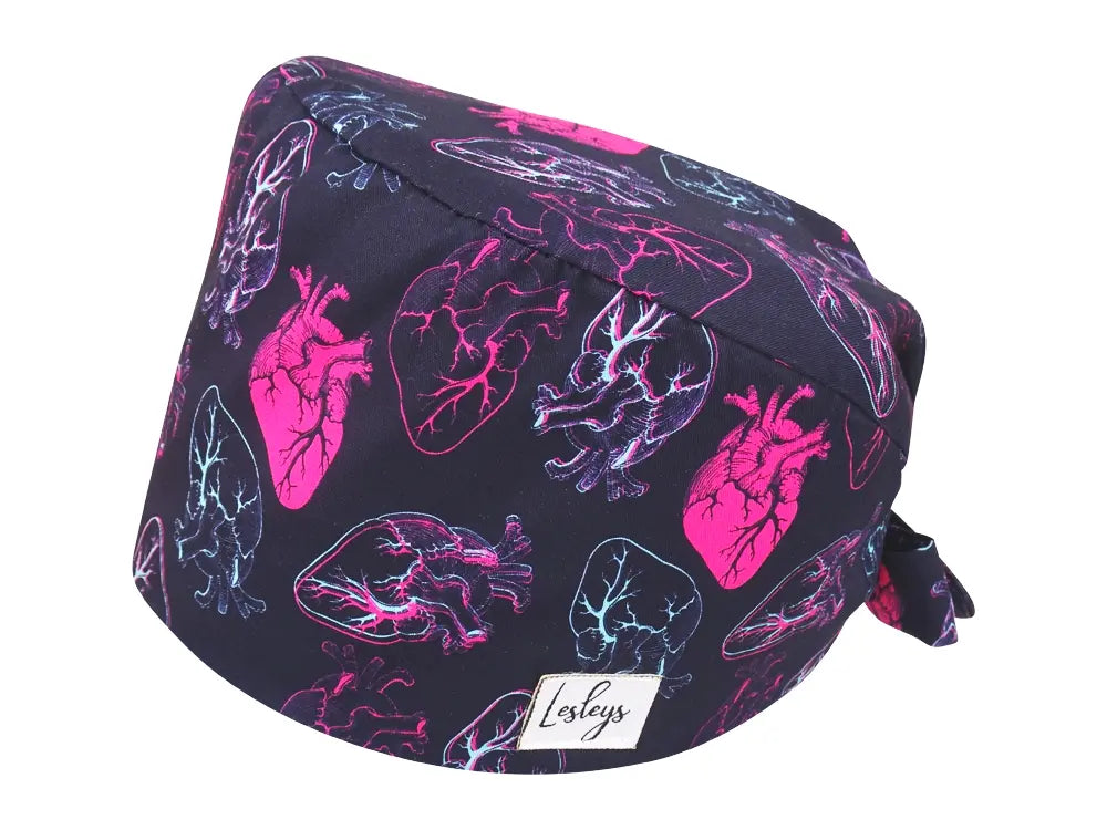 Cotton Scrub Cap - Calot de Bloc - Gorro Quirofano - Cuffia Chirurgica - Neon Hearts