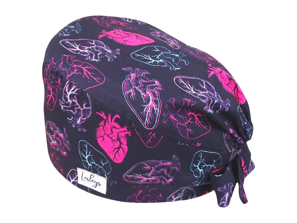 Cotton Scrub Cap - Calot de Bloc - Gorro Quirofano - Cuffia Chirurgica - Neon Hearts