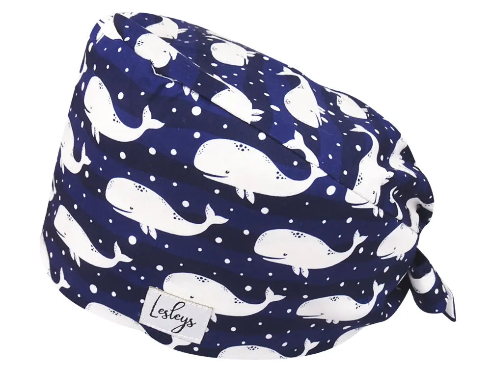 Cotton Scrub Cap - Calot de Bloc - Gorro Quirofano - Cuffia Chirurgica - Whales
