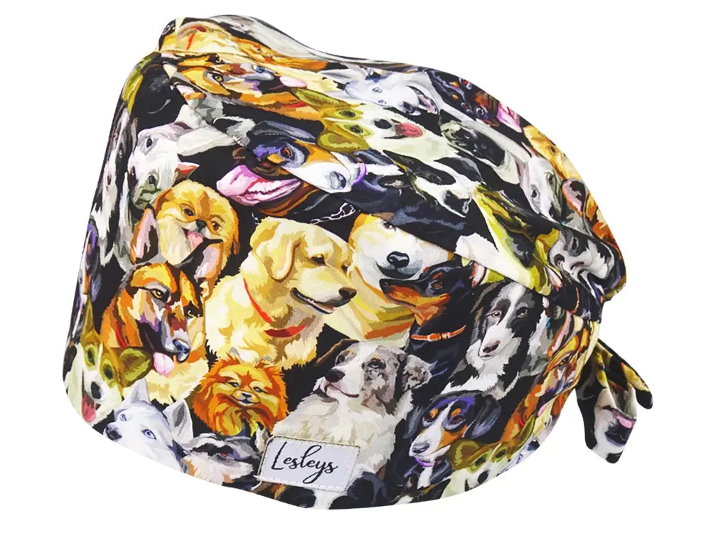 Cotton Scrub Cap - Calot de Bloc - Gorro Quirofano - Cuffia Chirurgica - Watercolor Dogs