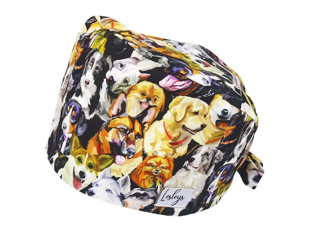 Cotton Scrub Cap - Calot de Bloc - Gorro Quirofano - Cuffia Chirurgica - Watercolor Dogs