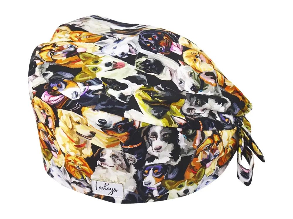 Cotton Scrub Cap - Calot de Bloc - Gorro Quirofano - Cuffia Chirurgica - Watercolor Dogs