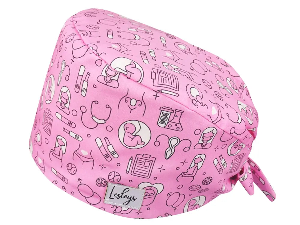 Cotton Scrub Cap - Calot de Bloc - Gorro Quirofano - Cuffia Chirurgica - Obstetrics Pink