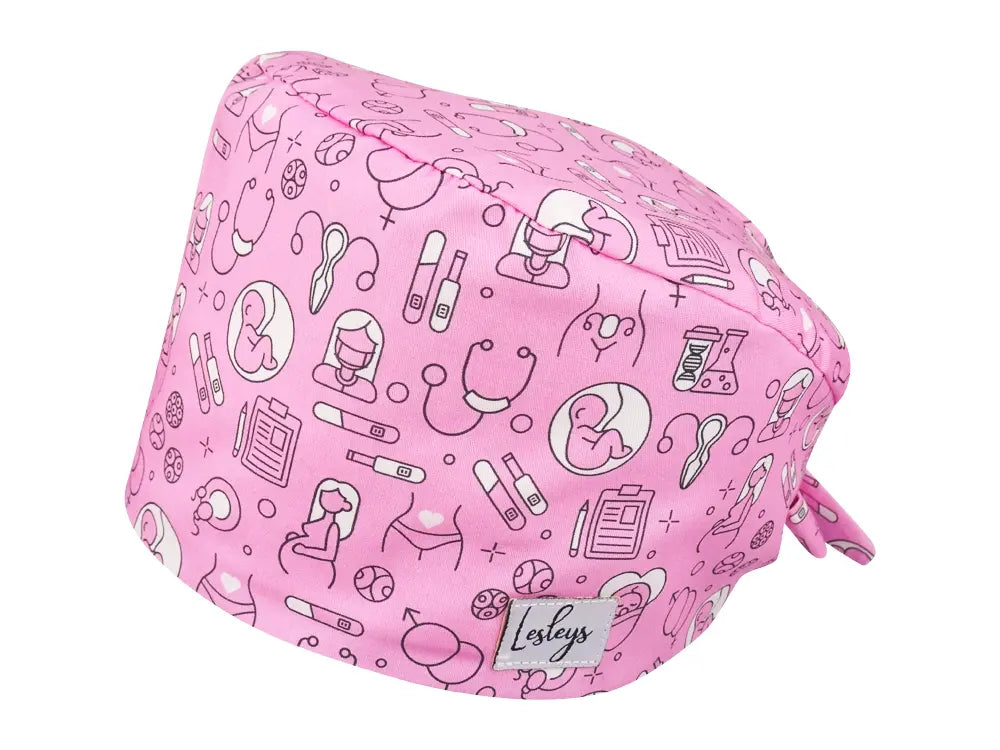 Cotton Scrub Cap - Calot de Bloc - Gorro Quirofano - Cuffia Chirurgica - Obstetrics Pink