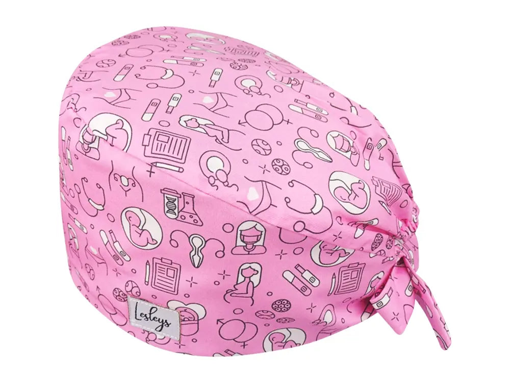 Cotton Scrub Cap - Calot de Bloc - Gorro Quirofano - Cuffia Chirurgica - Obstetrics Pink